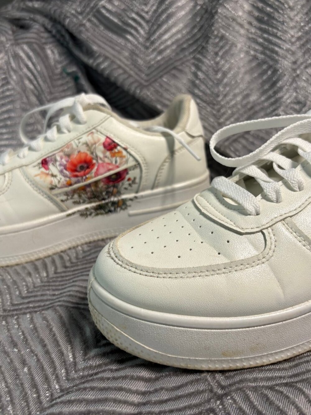Upcycled Floral Sneakers | Hand-Embellished Shoes | Women’s Size 6.5/7